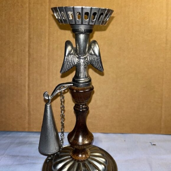 Vintage Colonial Style Patriotic metal/wood Candle Holder w/snuffer Eagle design - Picture 1 of 3